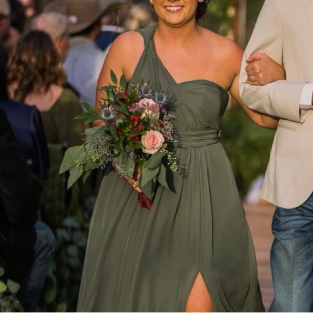Olive Green Chiffon Convertible Bridesmaid Dress
